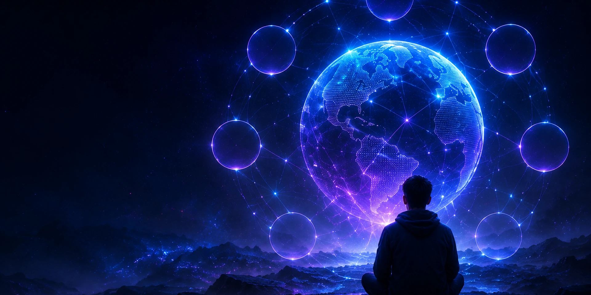 Learner facing a connected digital globe